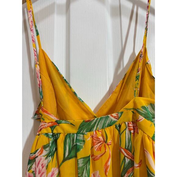 NWT Jealous Tomato Women M Yellow Floral Hi Low Wrap Dress Spring Bright - Picture 7 of 7